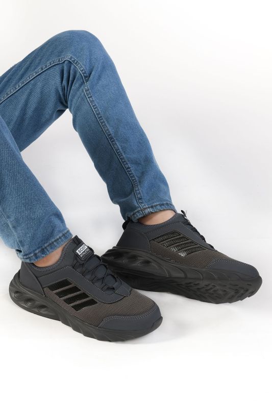 SMOKED BLACK STRIPED SPORTS CASUAL CASUAL WALKING SHOES