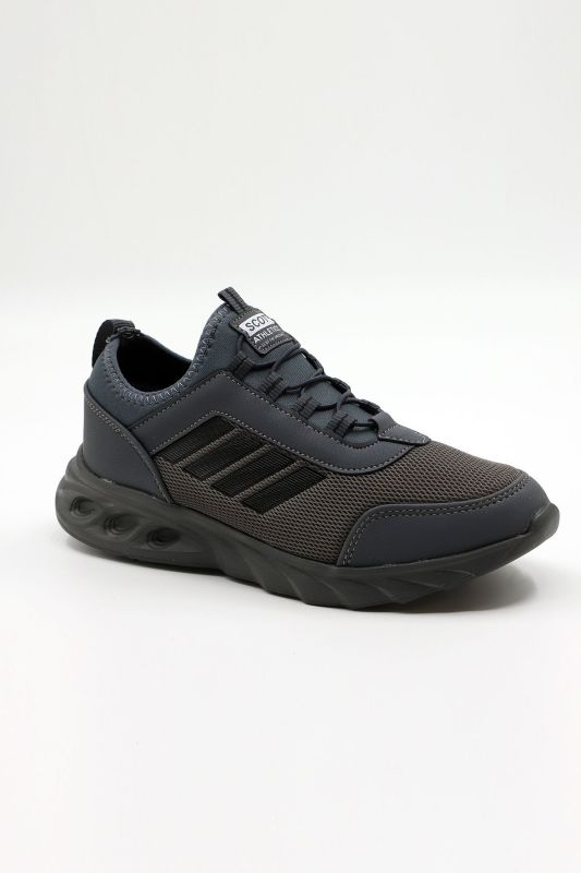 SMOKED BLACK STRIPED SPORTS CASUAL CASUAL WALKING SHOES