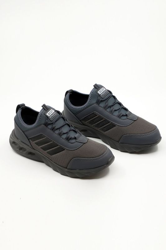 SMOKED BLACK STRIPED SPORTS CASUAL CASUAL WALKING SHOES