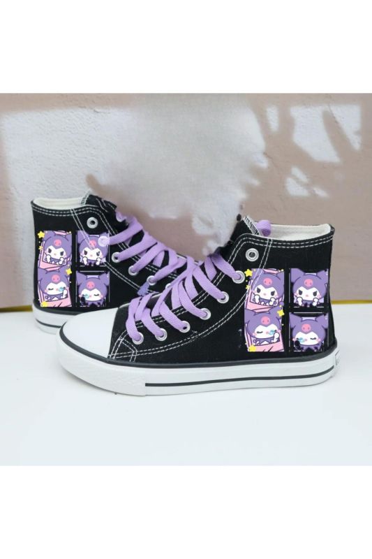 4-Pack Kromi Printed Lilac Laces Black Unisex Canvas Shoes