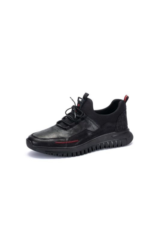 14057 Men's Comfort Rubber Sole Leather Sport Black