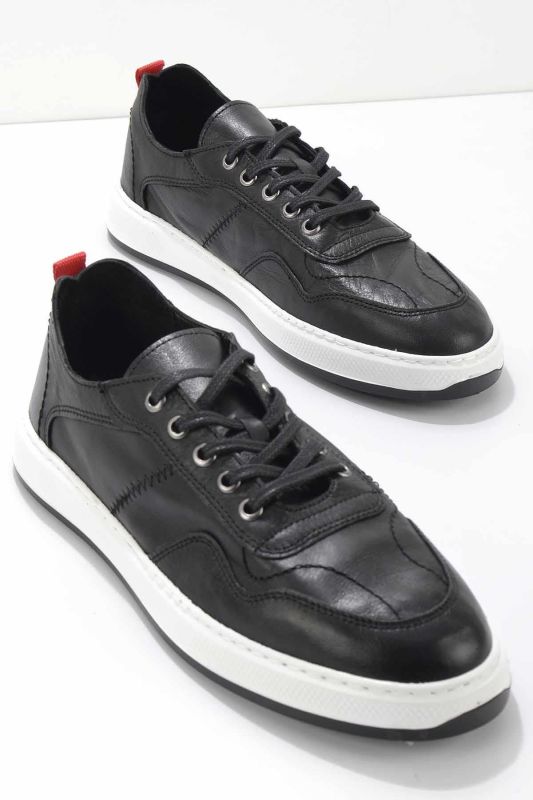 Black Genuine Leather Men's Casual Shoes E01810197303