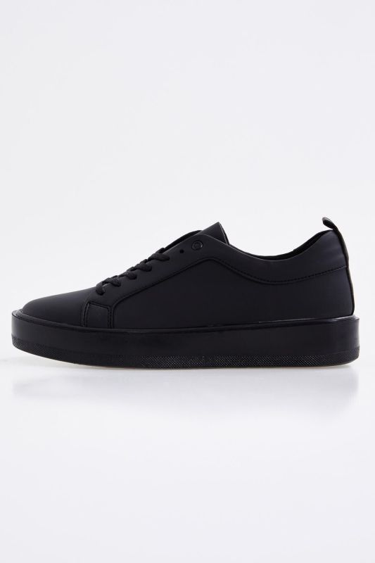 Black Lace-up High Sole Men's Sneakers - 89101