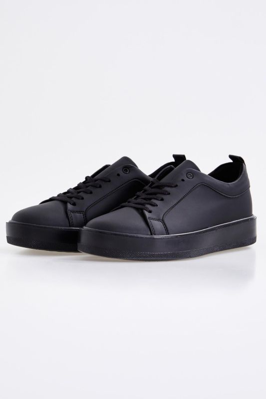 Black Lace-up High Sole Men's Sneakers - 89101