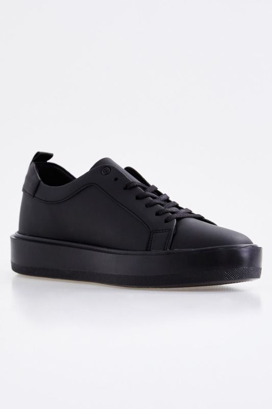 Black Lace-up High Sole Men's Sneakers - 89101