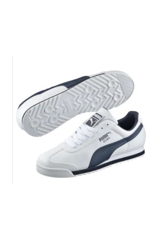 353572 12 Roma Basic White Navy Blue Men's Sneakers