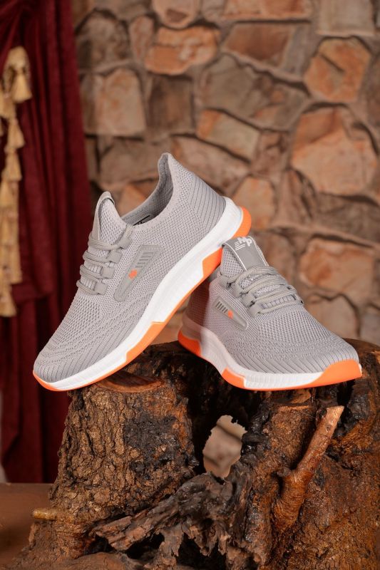 Gray-orange Sports Unisex Sweatproof Orthopedic Sole Non-Slip Casual Comfortable Walking And Running Shoes.