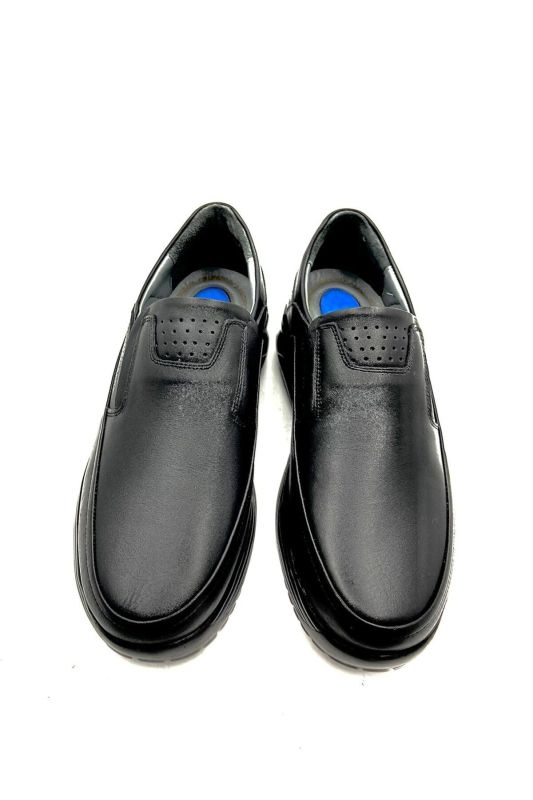 Genuine leather silicone orthopedic pad sole black shoes