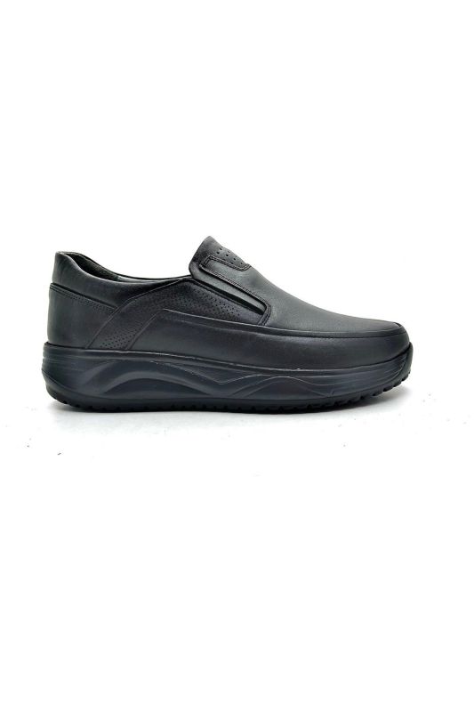 Genuine leather silicone orthopedic pad sole black shoes