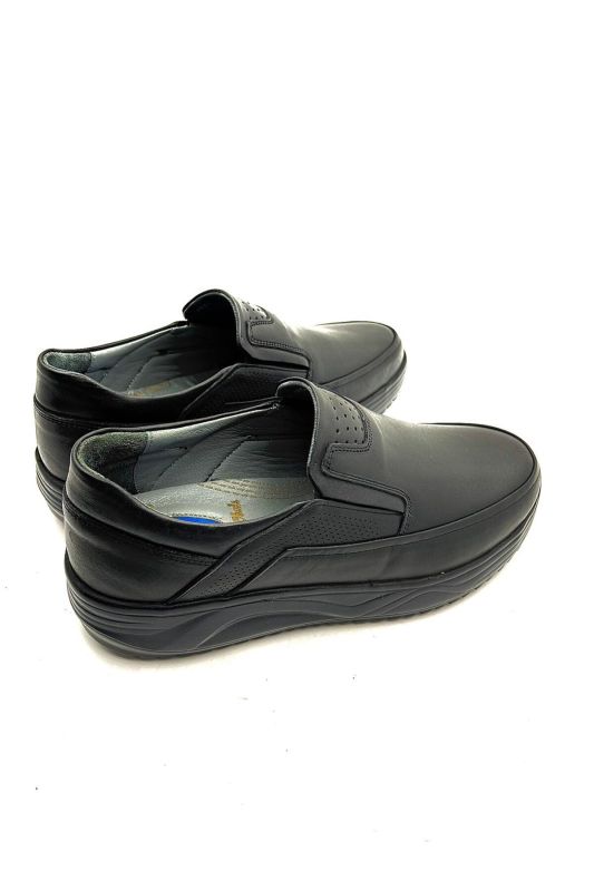 Genuine leather silicone orthopedic pad sole black shoes