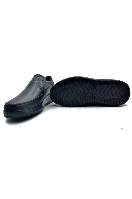 Genuine leather silicone orthopedic pad sole black shoes