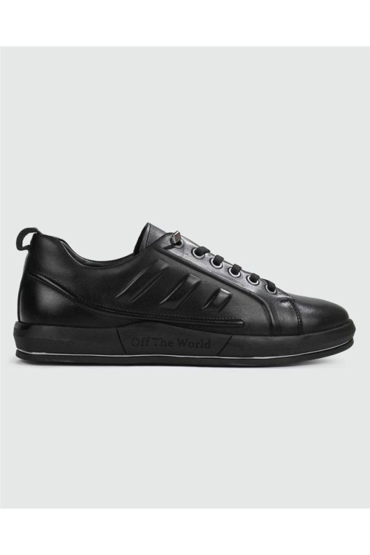 6692 Bn Men's Black Nata Leather Casual Sneakers (45-47)