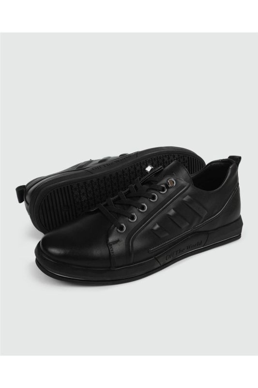 6692 Bn Men's Black Nata Leather Casual Sneakers (45-47)