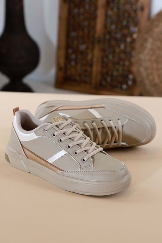 27792 Women's Beige Color Flat Sole Orthopedic Sneakers Casual Sneakers